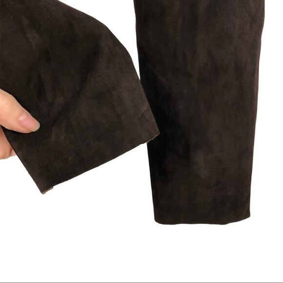 Alice + Olivia Suede Lamb Leather  Brown Skinny Pants 6 - Picture 11 of 16